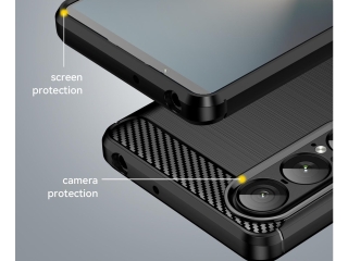 Sony Xperia 1 VII Carbon Gummi Hülle TPU Case schwarz