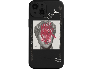 Apple iPhone 14 Plus Pink David Michelangelo Graffiti Silikon Hülle