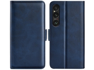 Sony Xperia 1 VII Leder Hülle Karten Ledertasche dunkelblau