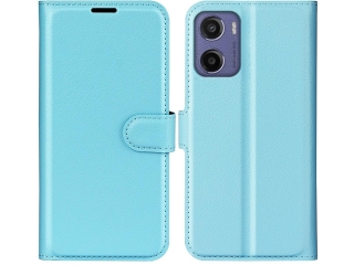 Motorola Moto E15 Lederhülle Portemonnaie Karten Etui hellblau