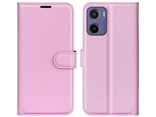 Motorola Moto E15 Lederhülle Portemonnaie Karten Etui rosa