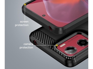 Motorola Moto E15 Carbon Gummi Hülle TPU Case schwarz