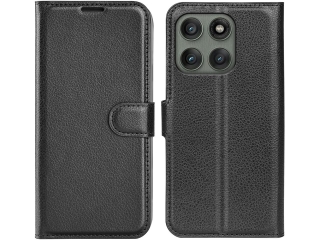 Motorola Edge 60 Pro Lederhülle Portemonnaie Karten Etui schwarz