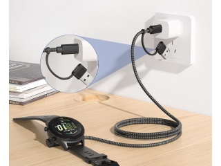 2-in-1 USB-C/USB-A Garmin Smartwatch Ladekabel mit 90 Grad Winkel
