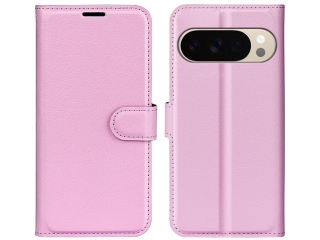 Google Pixel 10 Pro Lederhülle Portemonnaie Karten Etui rosa