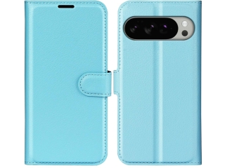 Google Pixel 10 Pro XL Lederhülle Portemonnaie Karten Etui hellblau