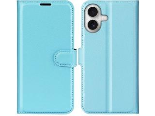 Apple iPhone 17 Lederhülle Portemonnaie Karten Etui hellblau