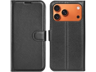 Apple iPhone 17 Pro Lederhülle Portemonnaie Karten Etui schwarz