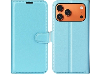 Apple iPhone 17 Pro Lederhülle Portemonnaie Karten Etui hellblau