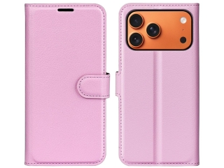Apple iPhone 17 Pro Lederhülle Portemonnaie Karten Etui rosa