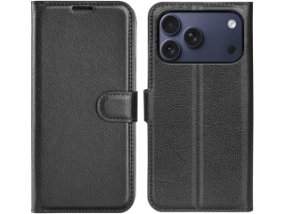 Apple iPhone 17 Pro Max Lederhülle Portemonnaie Karten Etui schwarz