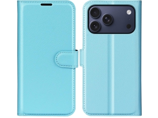 Apple iPhone 17 Pro Max Lederhülle Portemonnaie Karten Etui hellblau