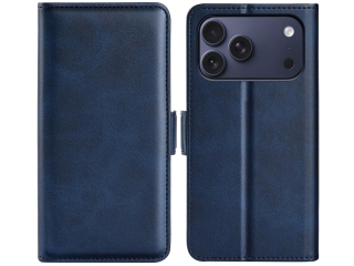 Apple iPhone 17 Pro Max Leder Hülle Karten Ledertasche dunkelblau