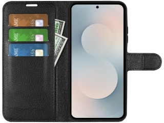 Samsung Galaxy S25 FE Lederhülle Portemonnaie Karten Etui schwarz