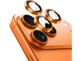 Apple iPhone 17 Pro Max Kameraschutz Glas mit Aluminiumrahmen orange