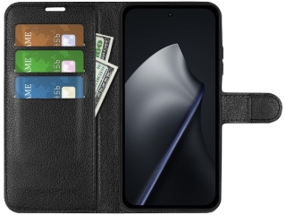 Xiaomi 15T Pro Lederhülle Portemonnaie Karten Etui schwarz