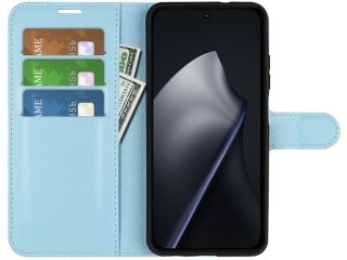 Xiaomi 15T Pro Lederhülle Portemonnaie Karten Etui hellblau