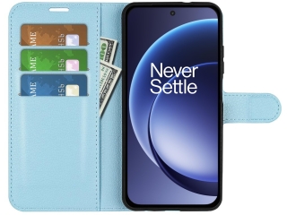 OnePlus 15 Lederhülle Portemonnaie Karten Etui hellblau
