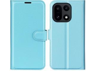OnePlus 15 Lederhülle Portemonnaie Karten Etui hellblau