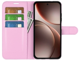 Oppo Find X9 Lederhülle Portemonnaie Karten Etui rosa