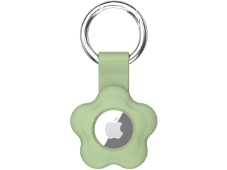 Apple Airtag Liquid Silikon Flower Case mit Anhänger grün