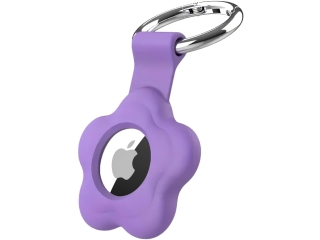 Apple Airtag Liquid Silikon Flower Case mit Anhänger purple