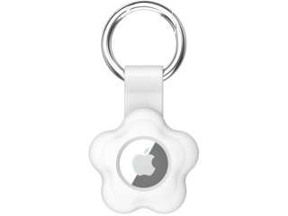 Apple Airtag Liquid Silikon Flower Case mit Anhänger weiss