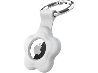 Apple Airtag Liquid Silikon Flower Case mit Anhänger weiss