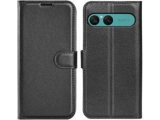 Sony Xperia 10 VII Lederhülle Portemonnaie Karten Etui schwarz
