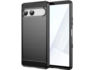 Sony Xperia 10 VII Carbon Gummi Hülle TPU Case schwarz