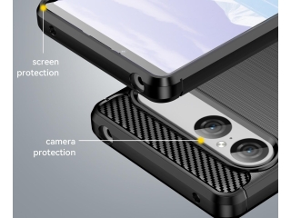 Sony Xperia 10 VII Carbon Gummi Hülle TPU Case schwarz
