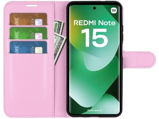 Xiaomi Redmi Note 15 4G Lederhülle Portemonnaie Karten Etui rosa
