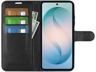 Samsung Galaxy S26 Lederhülle Portemonnaie Karten Etui schwarz