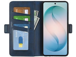 Samsung Galaxy S26 Leder Hülle Karten Ledertasche dunkelblau