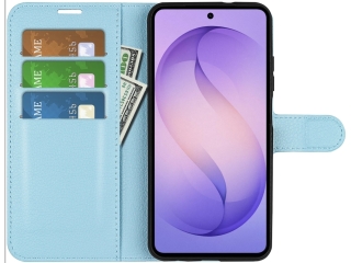 Samsung Galaxy S26+ Lederhülle Portemonnaie Karten Etui hellblau