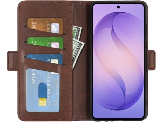 Samsung Galaxy S26+ Leder Hülle Karten Ledertasche mokka