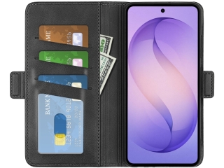 Samsung Galaxy S26+ Leder Hülle Karten Ledertasche schwarz
