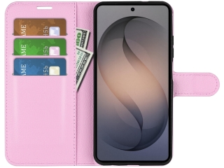 Samsung Galaxy S26 Ultra Lederhülle Portemonnaie Karten Etui rosa