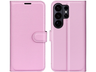 Samsung Galaxy S26 Ultra Lederhülle Portemonnaie Karten Etui rosa