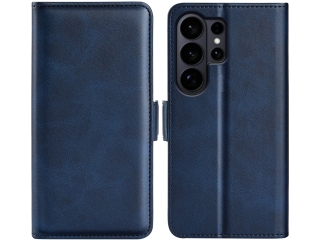 Samsung Galaxy S26 Ultra Leder Hülle Karten Ledertasche dunkelblau