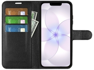 Apple iPhone 17e Lederhülle Portemonnaie Karten Etui schwarz