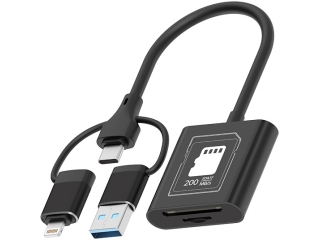 3-in-1 Dual SD V30 Card Reader USB 3.1 USB-C Lightning Adapter