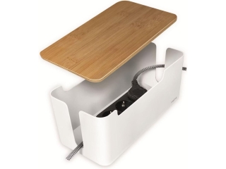 LogiLink Kabelbox 320x140x130 mm weis mit Bambus-Deckel