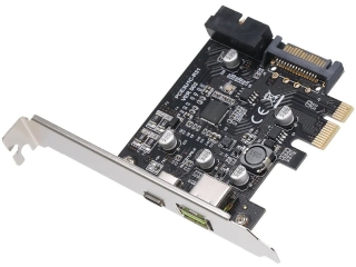 PCIe USB 3.1 Gen1 Erweiterungskarte mit USB-C und 19-Pin Front-Panel