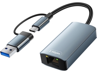 Dual USB 3.0 / USB-C auf Ethernet Adapter 2.5G