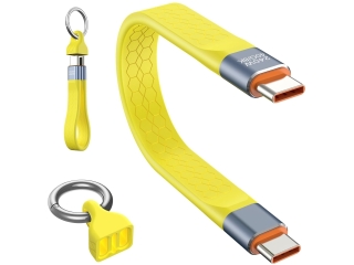 Kurzes USB-C Kabel 240W PD 40Gbps 8K mit Schlüsselanhänger gelb