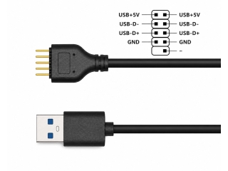 USB 2.0 Mainboard Header 9-Pin auf USB-A Stecker Adapterkabel 20 cm