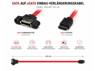 SATA auf eSATA Einbau-Verlängerungskabel Panel Mount 60 cm
