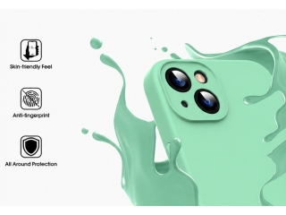 Apple iPhone 15 Liquid Silikon Case  Kameraschutz Hülle mint green