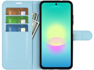 Samsung Galaxy A27 Lederhülle Portemonnaie Karten Etui hellblau